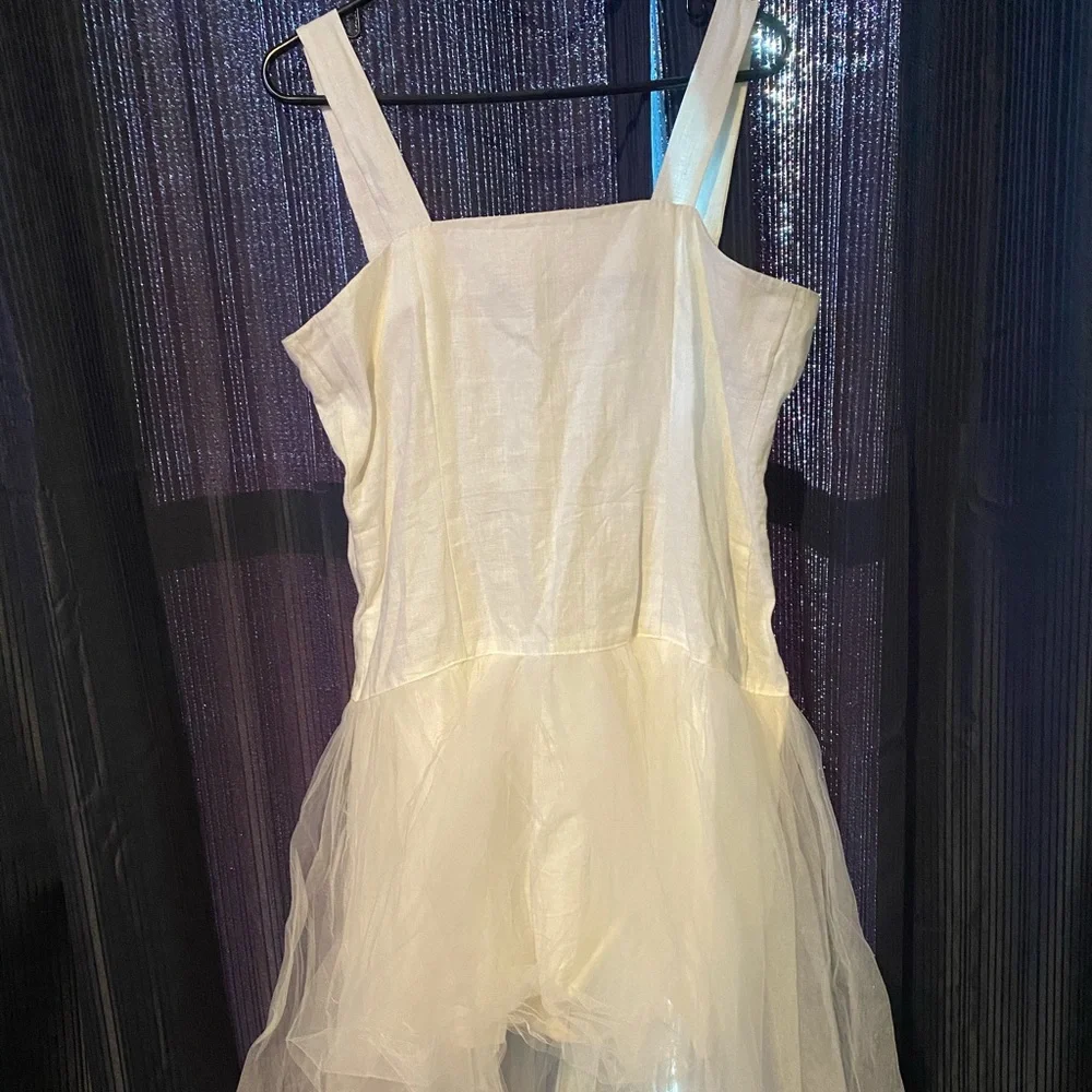 Linen-Tooling‎ Dress,Two pieces-Off White/Blk waist
